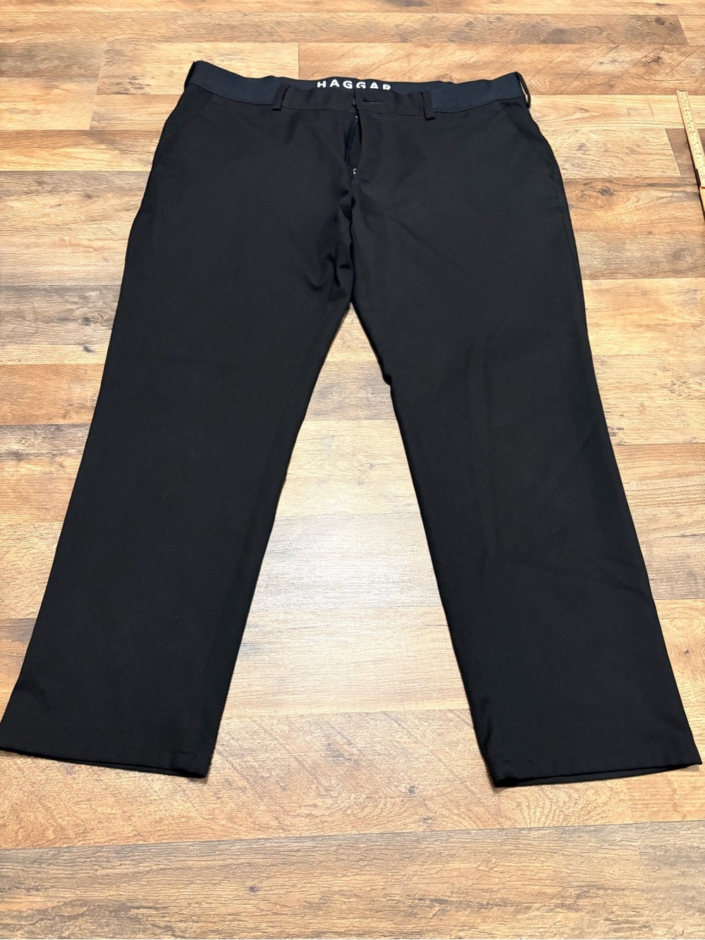 Haggar Slim Straight Dress Pants Mens 40x29 Black Stretch 365 Lifestyle Slacks